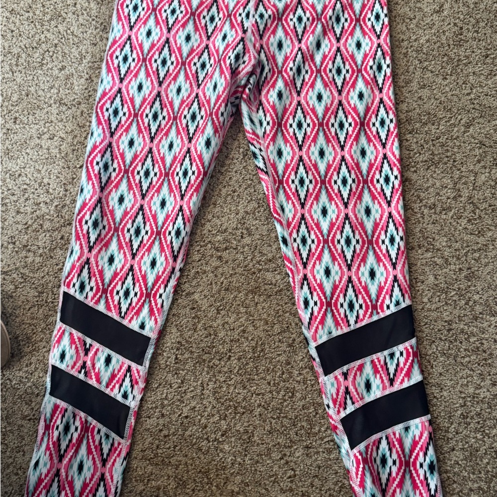 Crazy Train Pink and Black Geometric Leggings